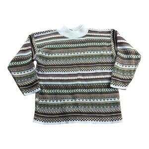 CROQUET‎ Club Sweater Adult M Vintage Striped Geometric Made USA